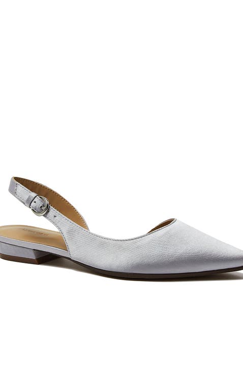 Leather Slingback Low Heels