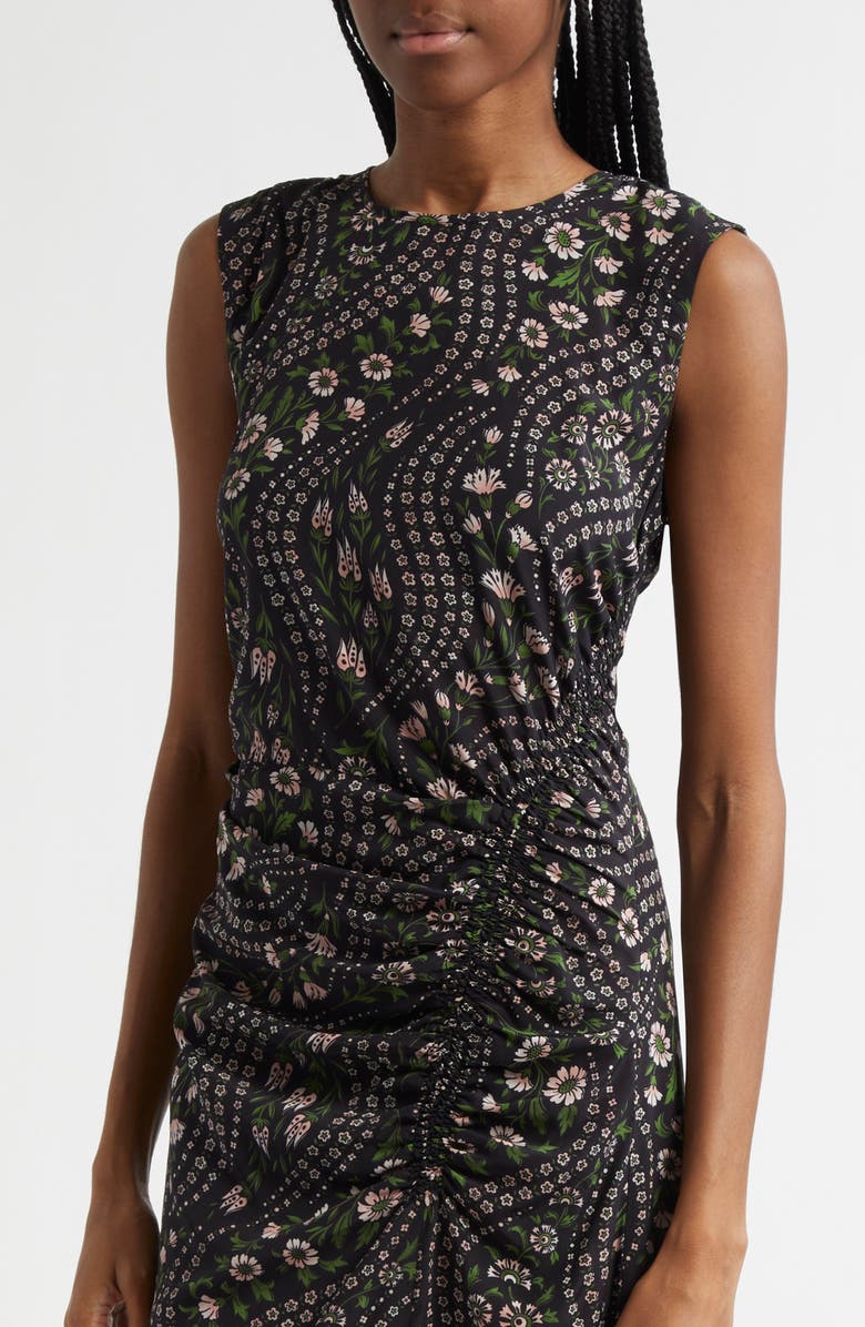Veronica Beard Viviana Mixed Floral Print Stretch Silk Dress, Alternate, color, Black Multi