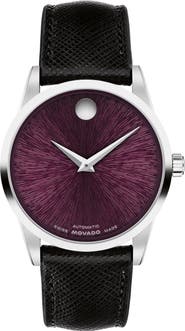 Movado Museum Classic Automatic Leather Strap Watch, 33mm