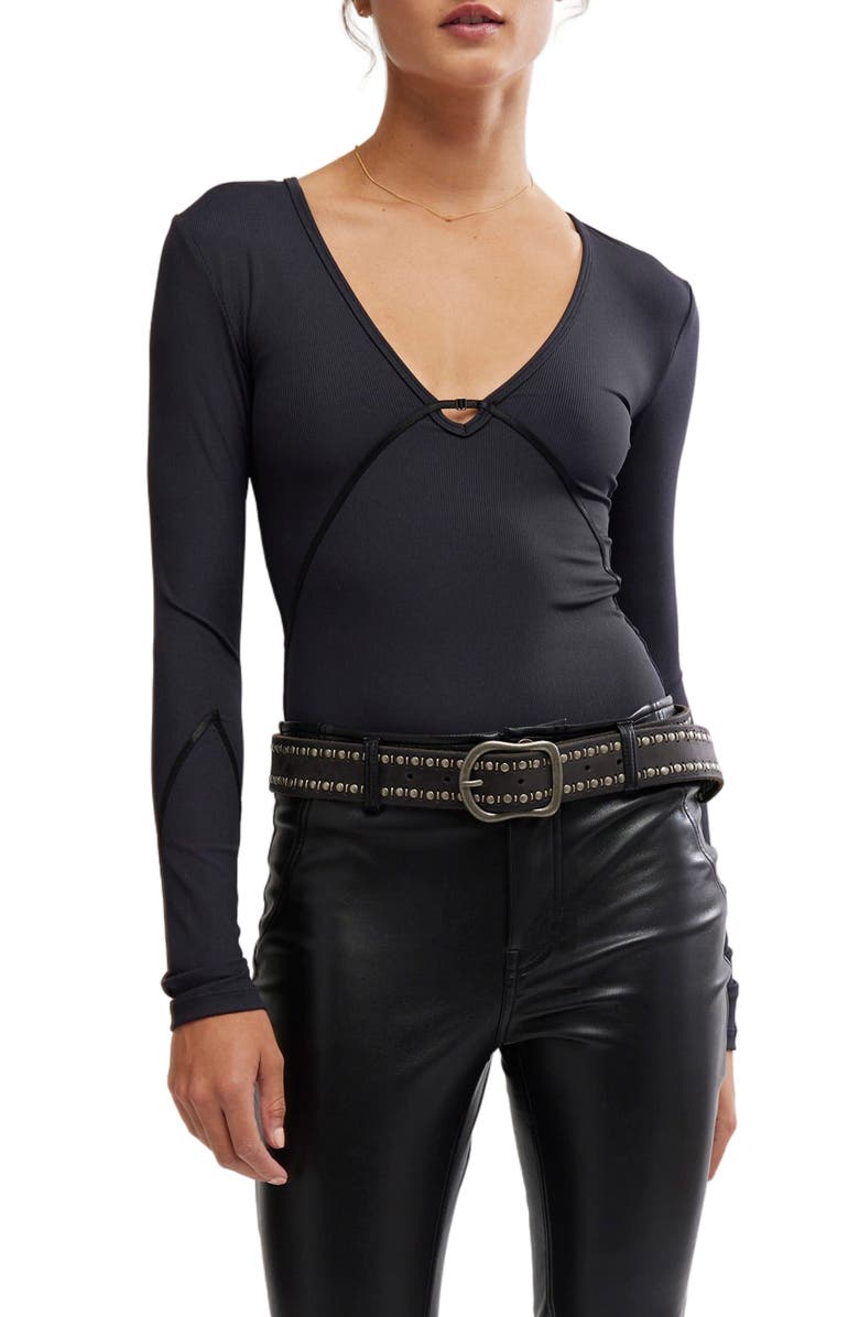 Free People Victoria Long Sleeve Rib Bodysuit, Main, color, 