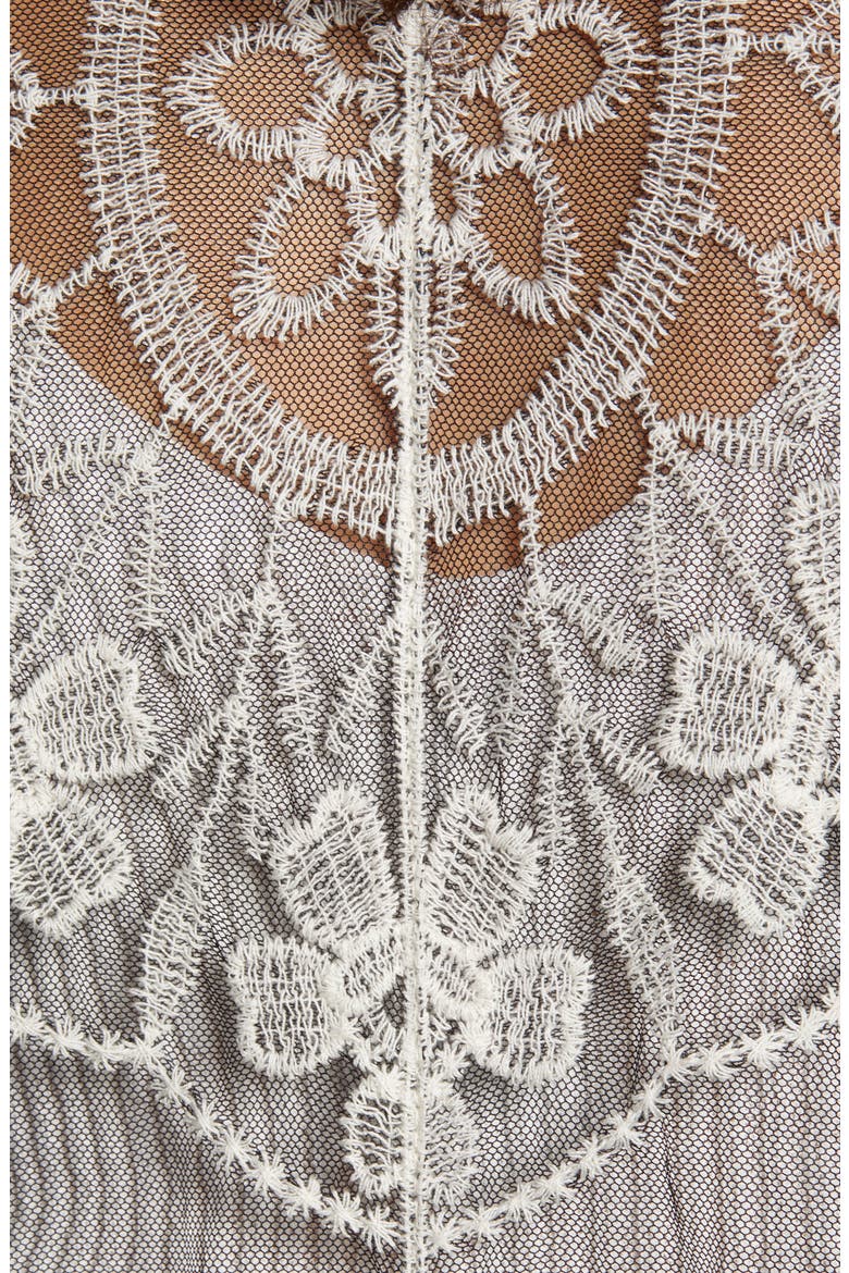 Embroidered Mesh Duster, Alternate, color, BLACK/ WHITE