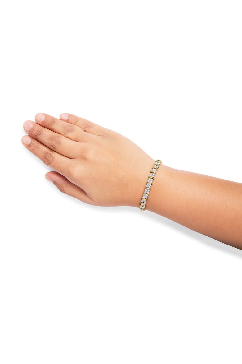 10K Yellow Gold Plated Silver 2.0 Cttw Diamond Cluster "X" Shaped Link Bracelet, Alternate, color, Yellow