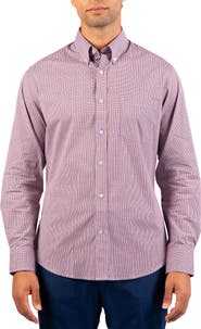 TailorByrd Micro Gingham Stretch Cotton Button-Up Shirt