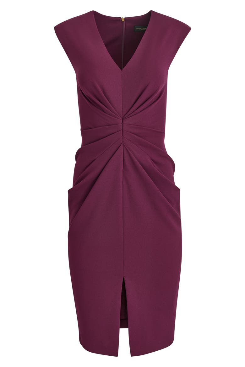 Center Ruched Crepe Sheath Dress, Alternate, color, BERRY