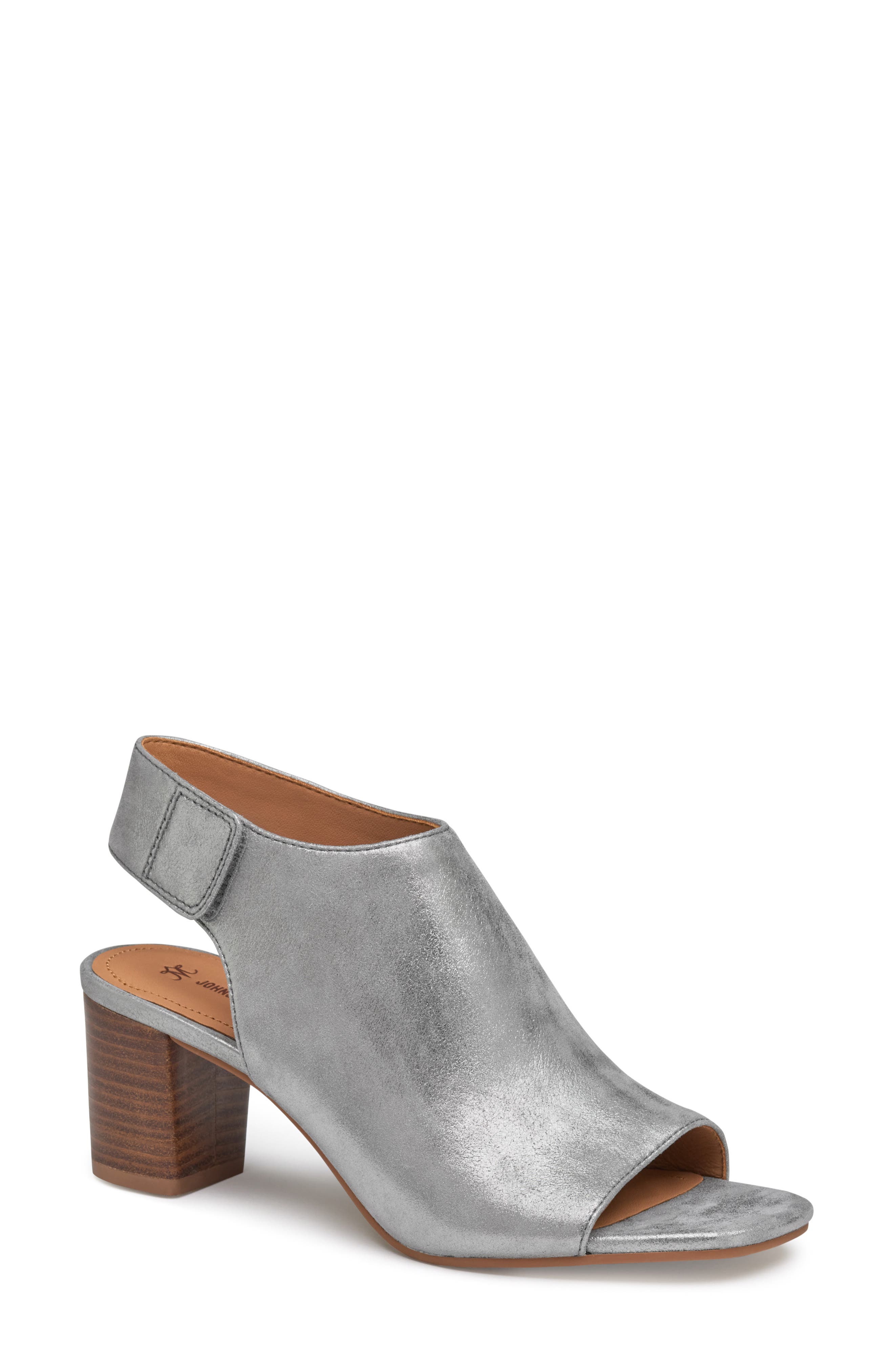 Evelyn Open Toe Sandal Bootie, Main, color, PEWTER METALLIC KID SUEDE