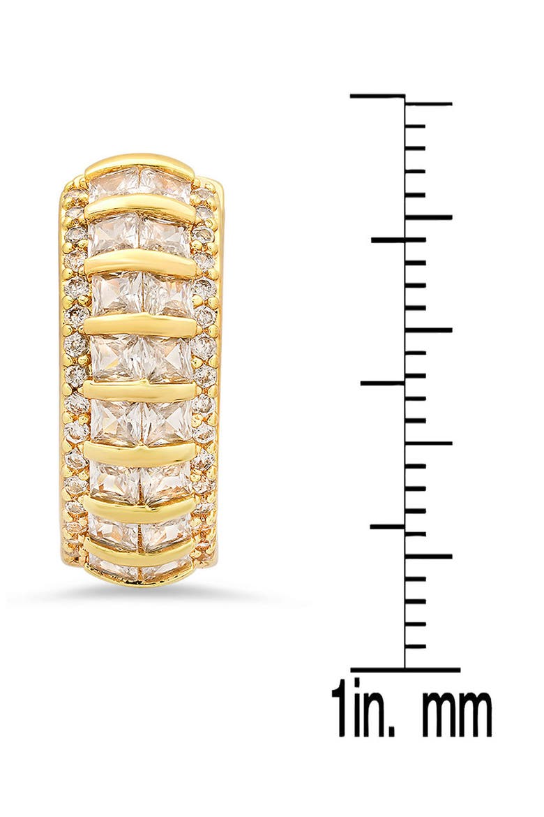 Pavé & Baguette Cut Simulated Diamond Hoop Earrings, Alternate, color, GOLD