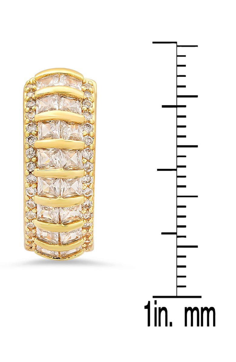 HMY JEWELRY Pavé & Baguette Cut Simulated Diamond Hoop Earrings, Alternate, color, Gold