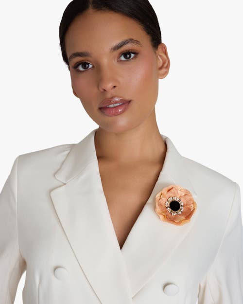 Helena Simon The Peach Anemone Floral Brooch In Orange