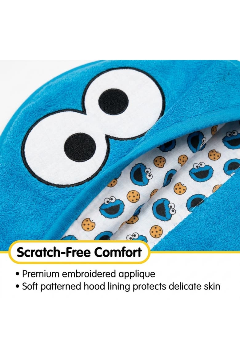 Hooded Towel, Alternate, color, Cookie Monster Blue