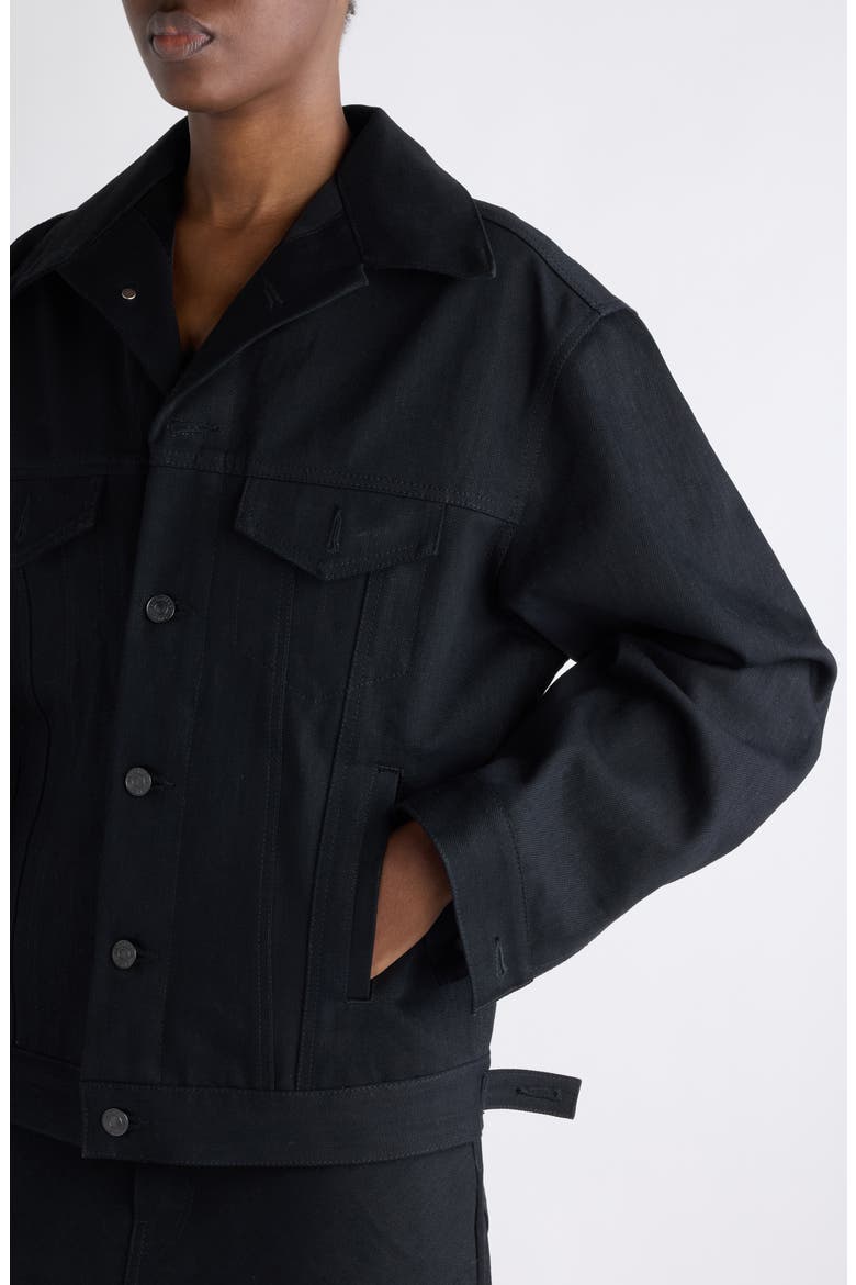 Standing Denim Jacket, Alternate, color, 1000 BLACK