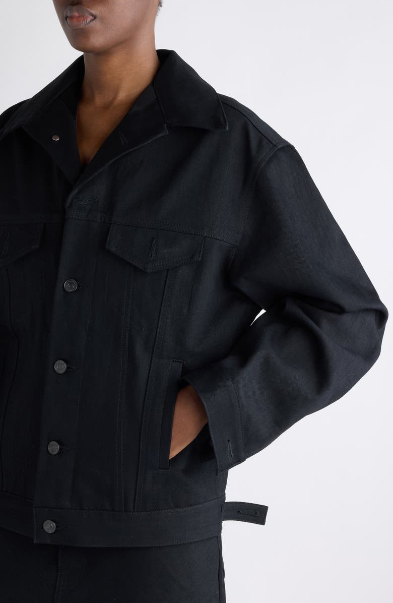 Balenciaga Standing Denim Jacket, Alternate, color, 1000 Black