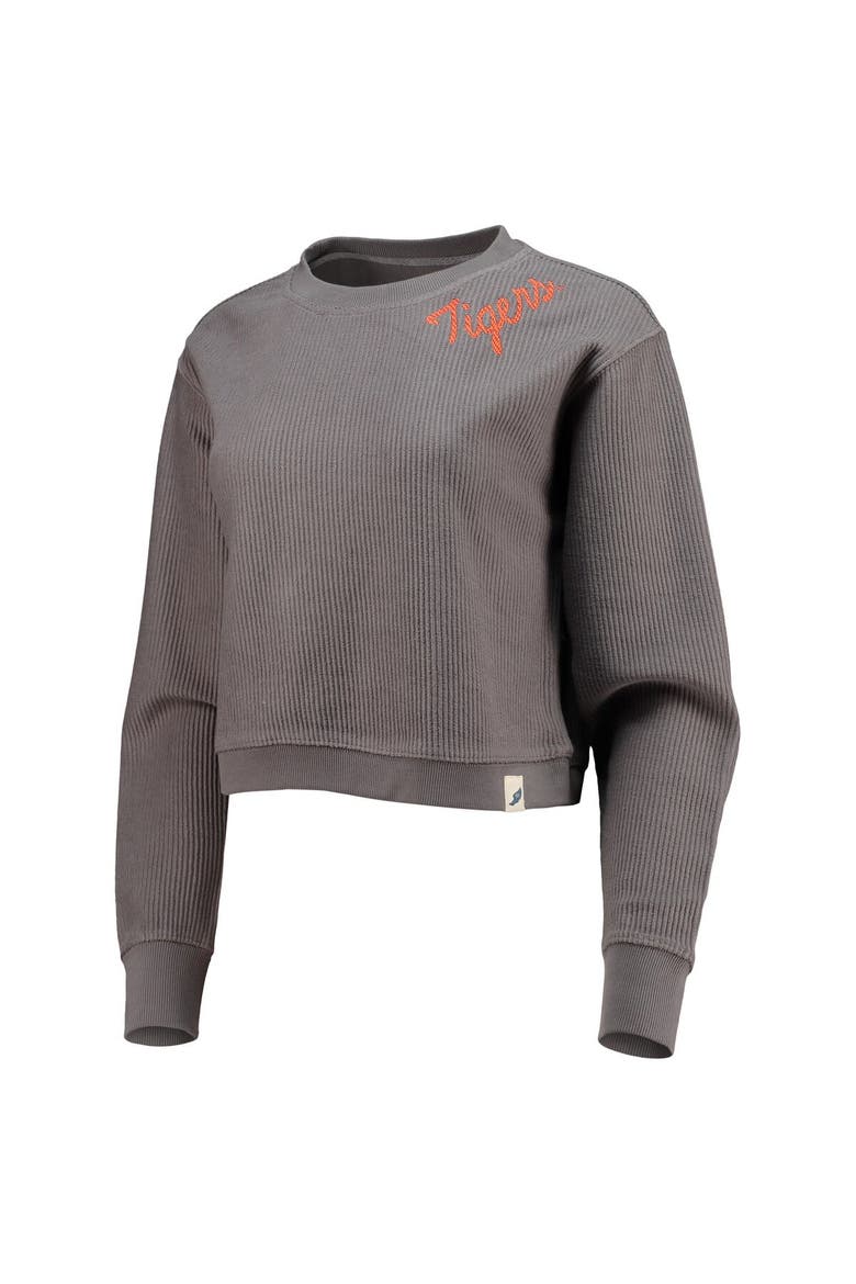 Women's League Collegiate Wear Charcoal Clemson Tigers Corded Timber Cropped Pullover Sweatshirt, Alternate, color, Charcoal
