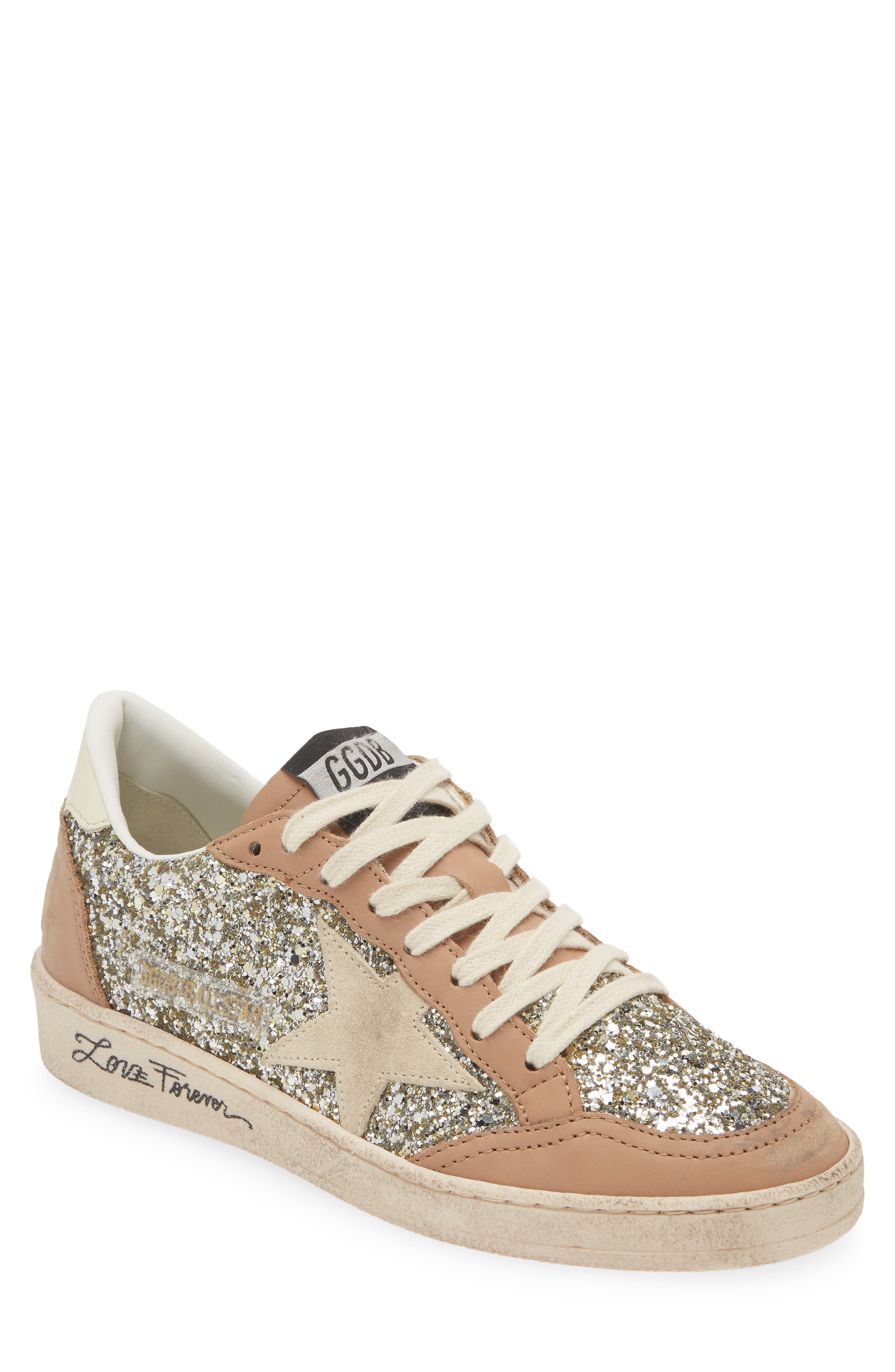 Golden Goose Ball Star Glitter Sneaker, Main, color, 