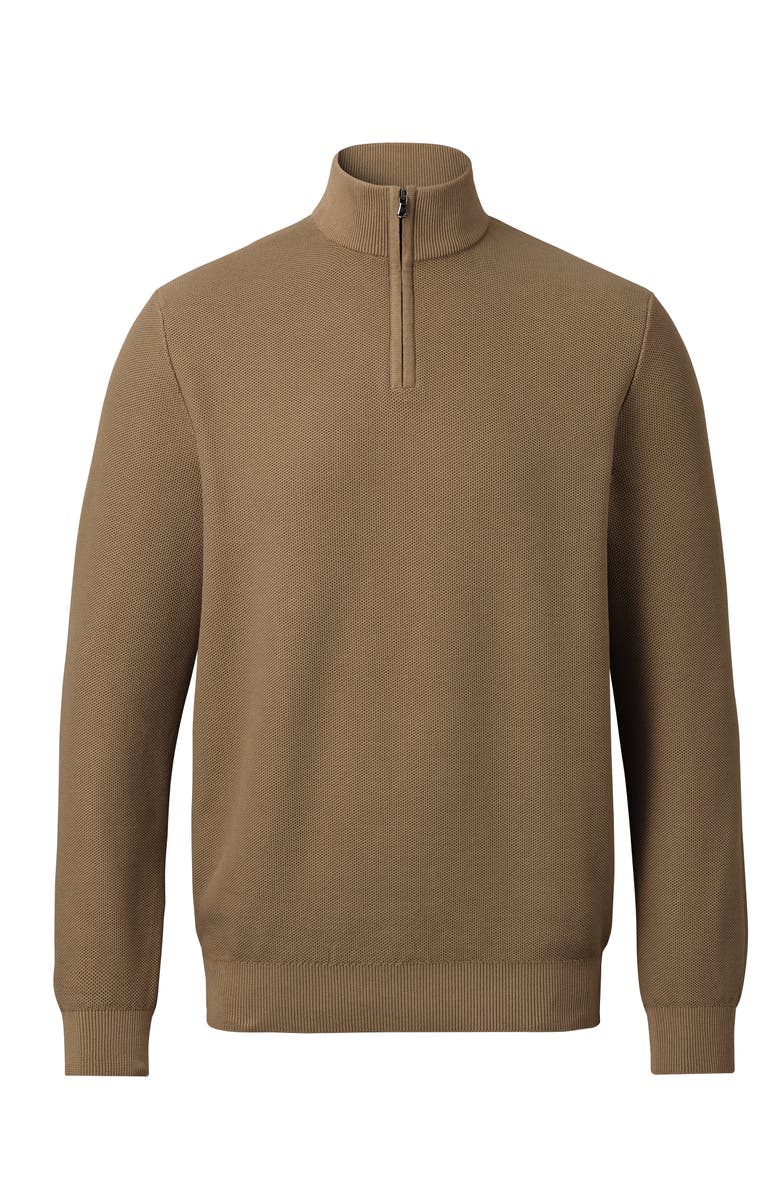 Charles Tyrwhitt Cotton Zip Neck Sweater, Alternate, color, Camel
