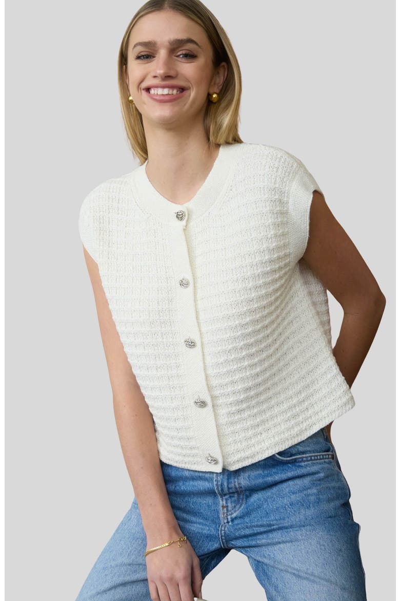 Cap Sleeve Button Front Cardigan, Alternate, color, IVORY