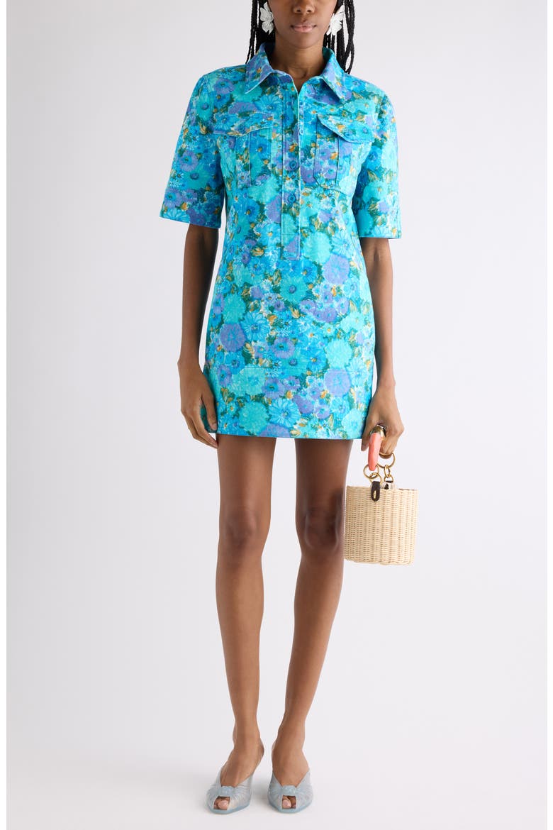 Daisies Twill Minidress, Main, color, MULTICOLOR BLUE
