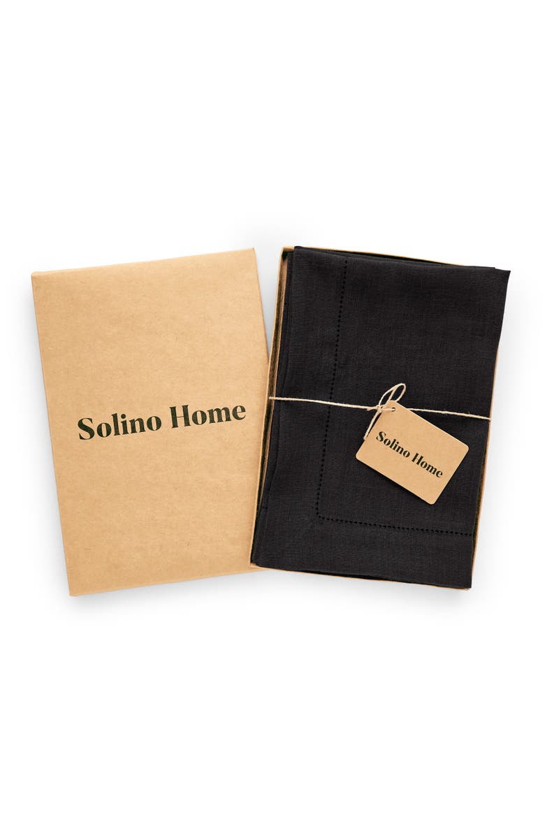 Solino Home Linen Dinner Napkins - Sonoma Hemstitch, 20" x 20", Alternate, color, Black