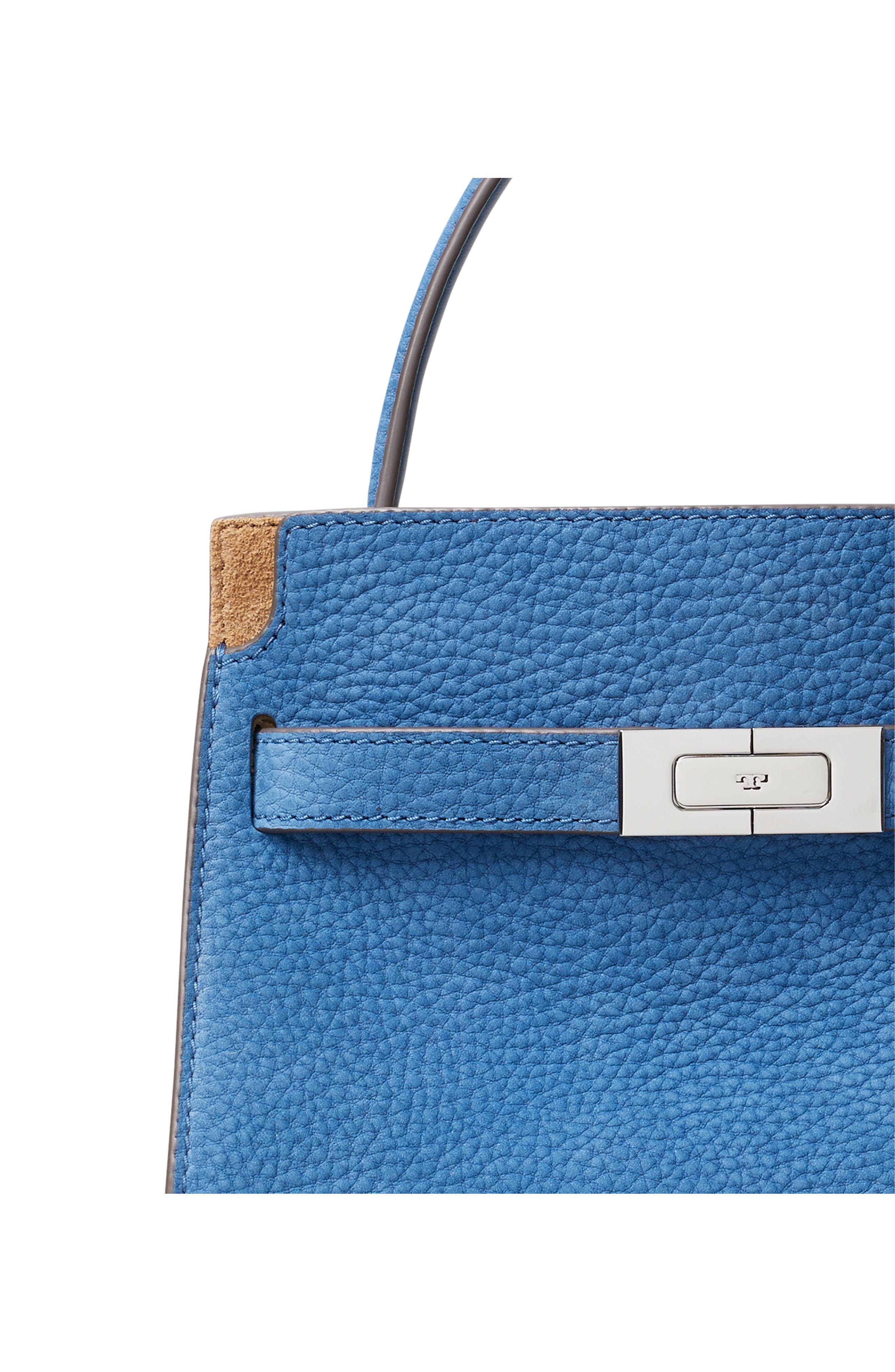 Lee Radziwill Nubuck Petite Double Bag Leather, Alternate, color, BRIGHT BLUE