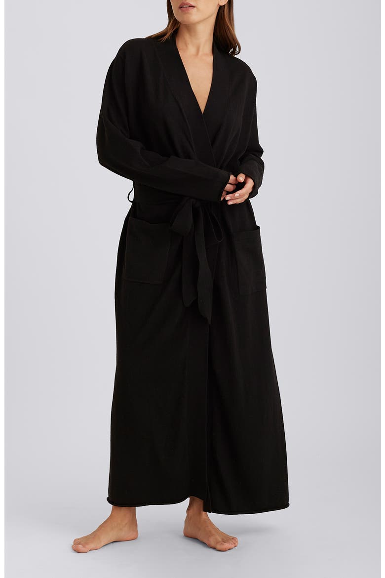 Cotton & Cashmere Robe, Alternate, color, BLACK