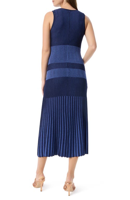 Do By Dee Ocleppo Harmony Colorblock Pleated Midi Sweater Dress In Baja Blue Combo