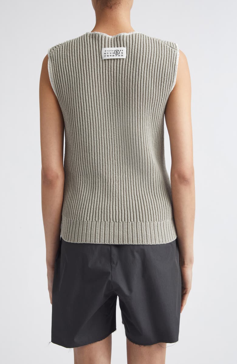 MM6 Maison Margiela Deconstructed Sleeveless Cotton & Nylon Sweater, Alternate, color, Grey