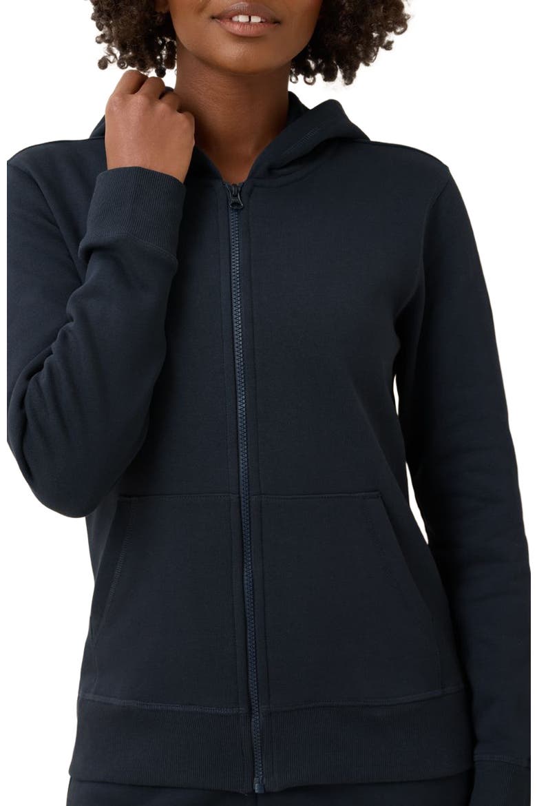 Organic Cotton Brushed Fleece Zip Hoodie, Alternate, color, Midnight Blue