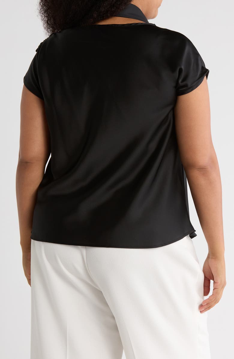 Renee C Satin Scarf Top, Alternate, color, Black