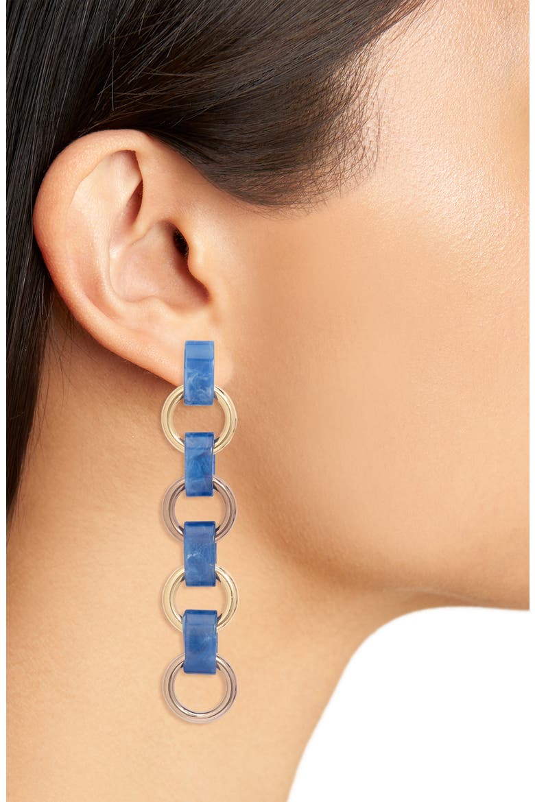 Link Drop Earrings, Alternate, color, BLUE- GOLD- ROSE GOLD