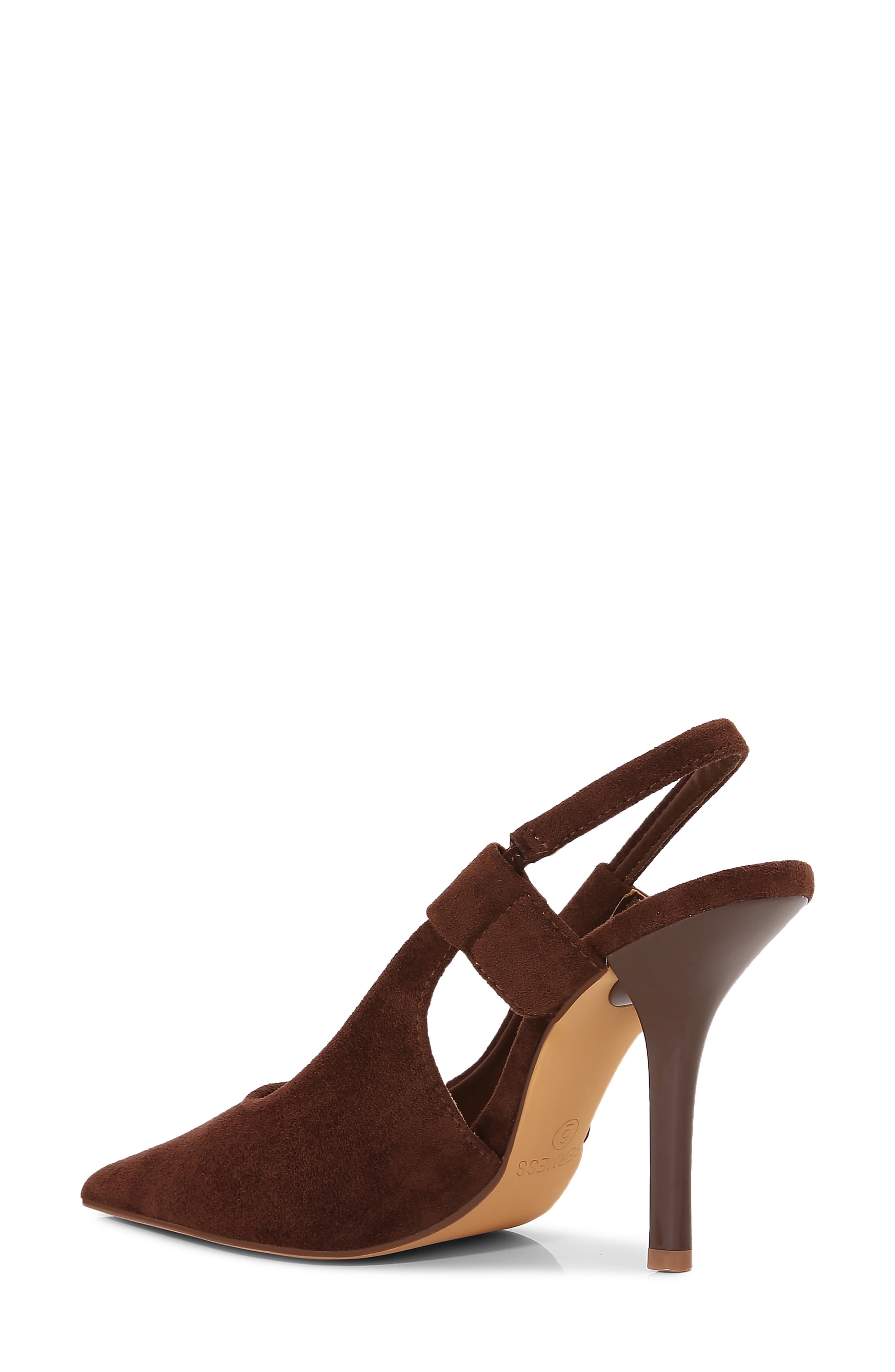 Faux Suede Slingback Stiletto Pump, Alternate, color, BROWN
