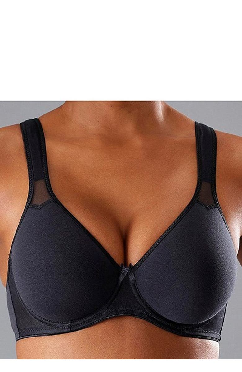 LASCANA 2 Pk Sheer Accent T-Shirt Bras, Alternate, color, Black & White