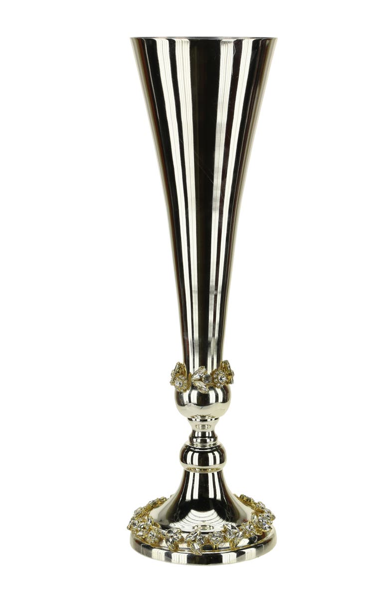 Mark Roberts Jeweled Flluted Silver Vase, Main, color, Silver