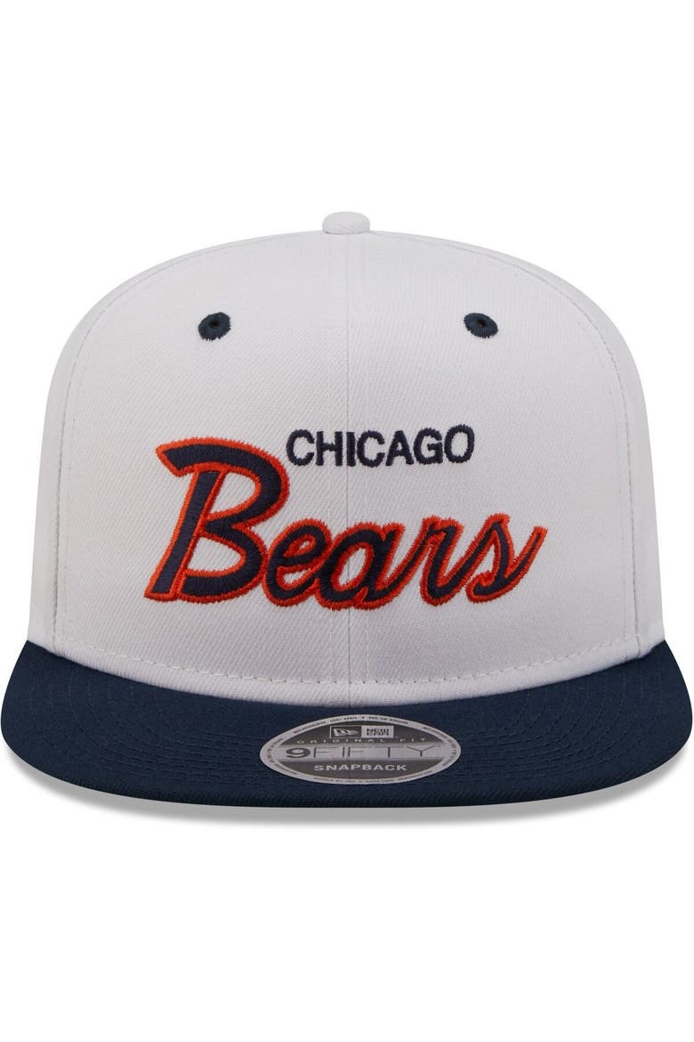 Men's New Era White/Navy Chicago Bears Sparky Original 9FIFTY Snapback Hat, Alternate, color, White