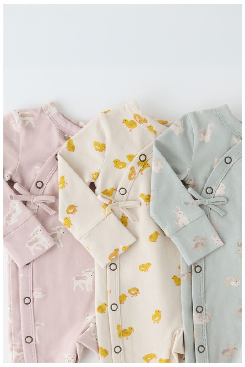 Littles Snap Front Stretch Organic Cotton Romper, Alternate, color, HOPPY BUNNY