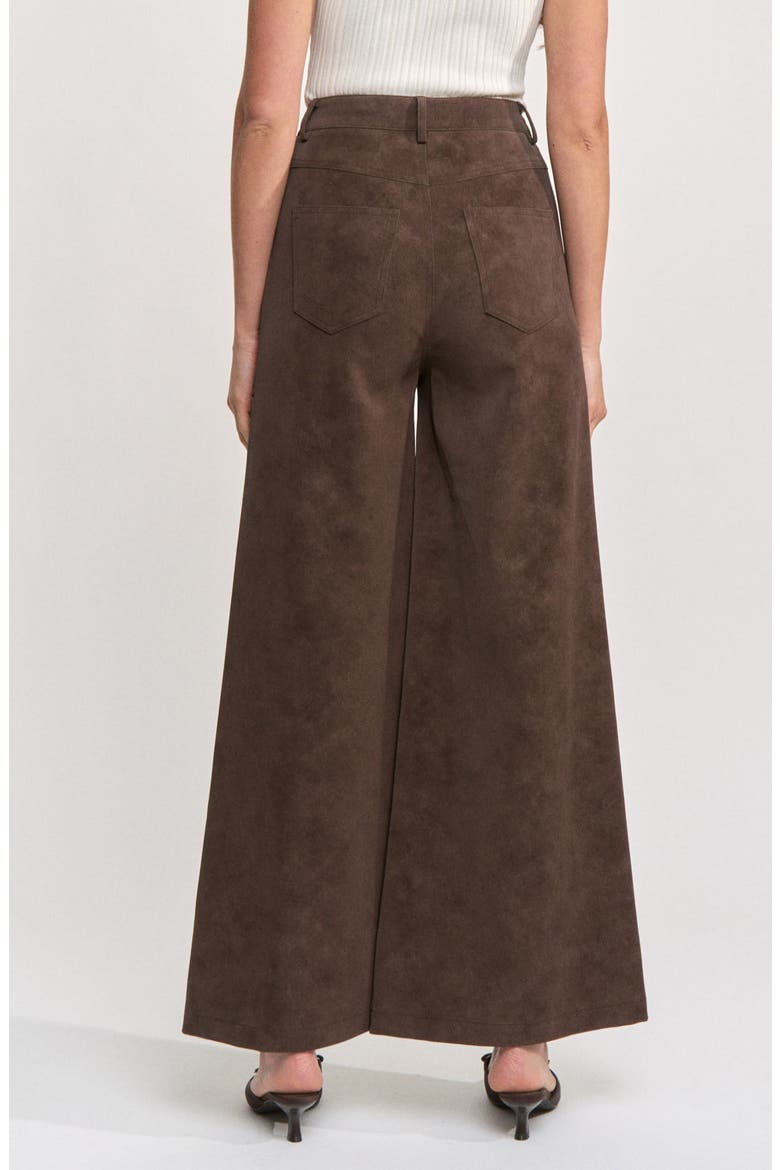 Pauline Wide Leg Faux Leather Pants, Alternate, color, DARK BROWN