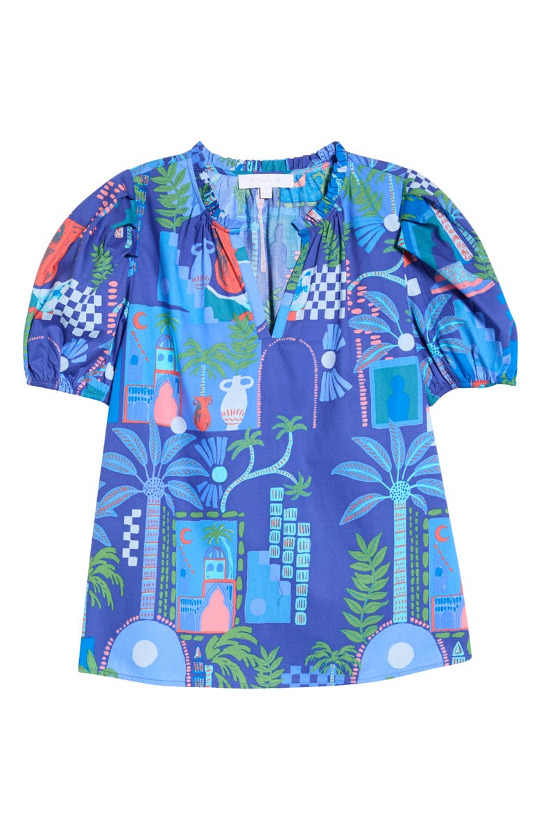 SUGARLIPS Punta Alta Berisa Split Neck Puff Sleeve Cotton Top, Main, color, 