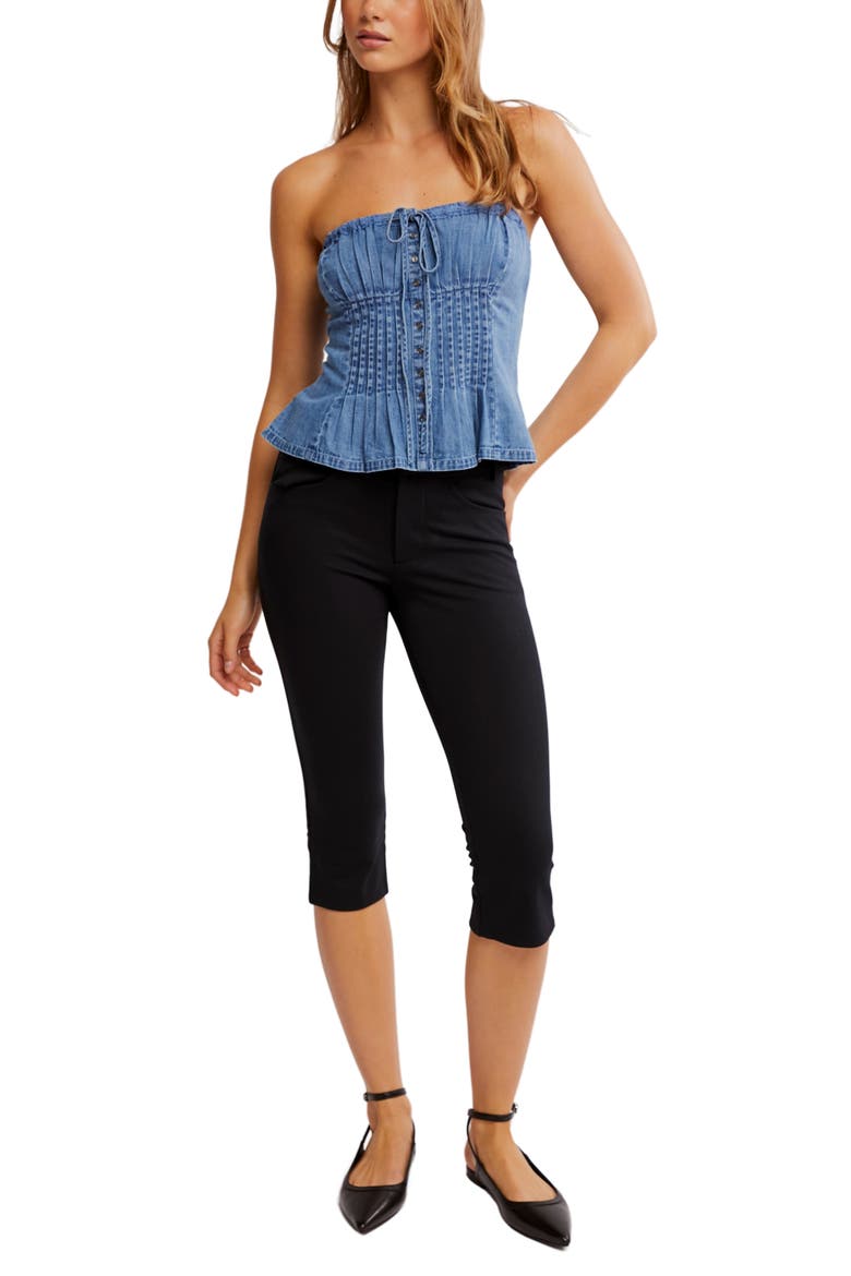 Wink Wink Denim Strapless Top, Alternate, color, MEDIUM WASH
