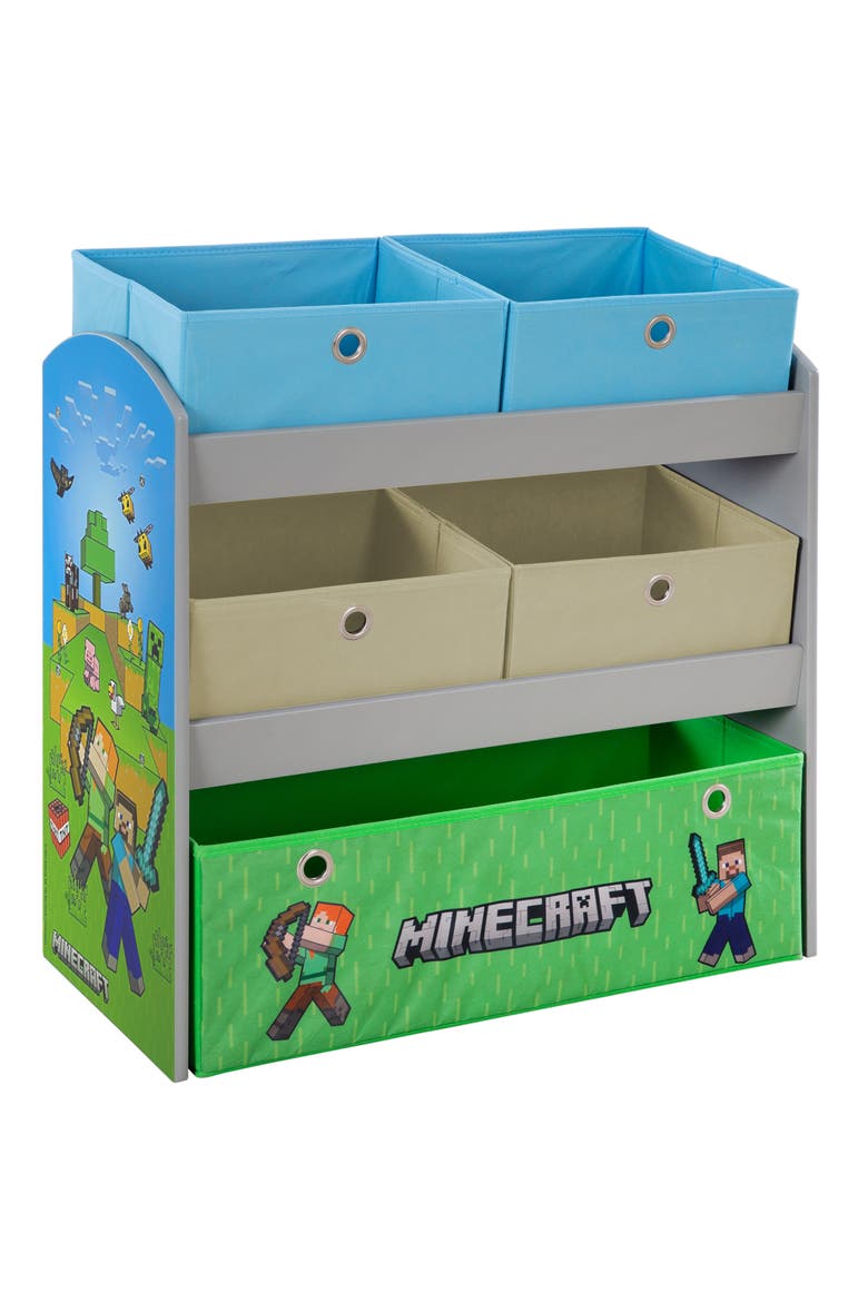 Play Shelf With Fabric Storage Boxes Gamethemed Organizer, Alternate, color, Multicolored