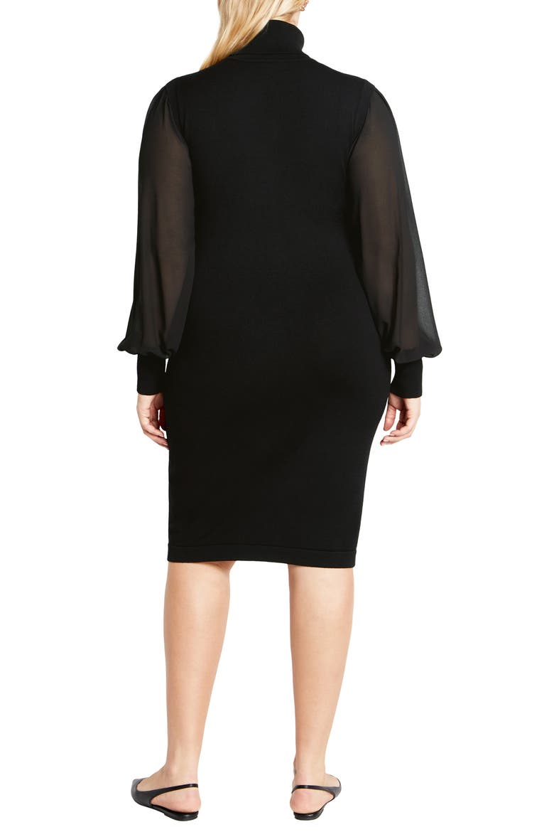 Tahlia Sheer Long Sleeve Sweater Dress, Alternate, color, BLACK