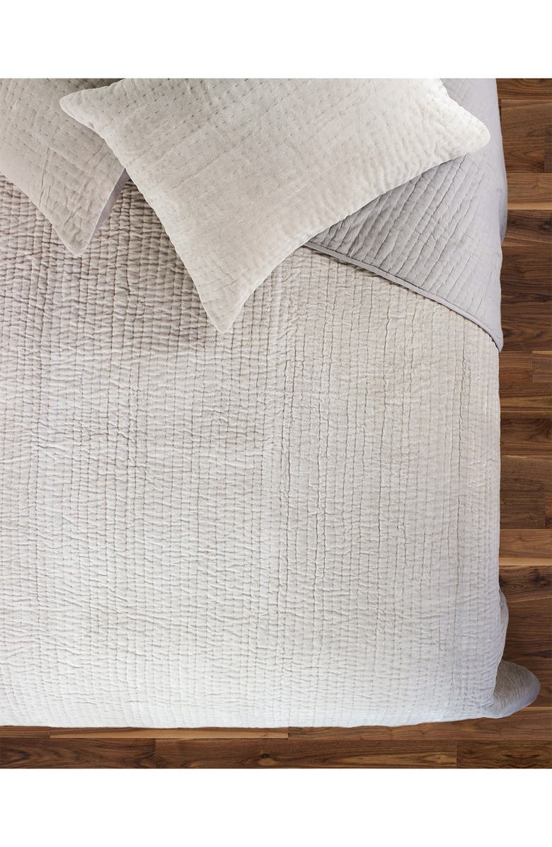 MELANGE HOME Tamara Velour Quilt 3-Piece Set, Alternate, color, Light Grey