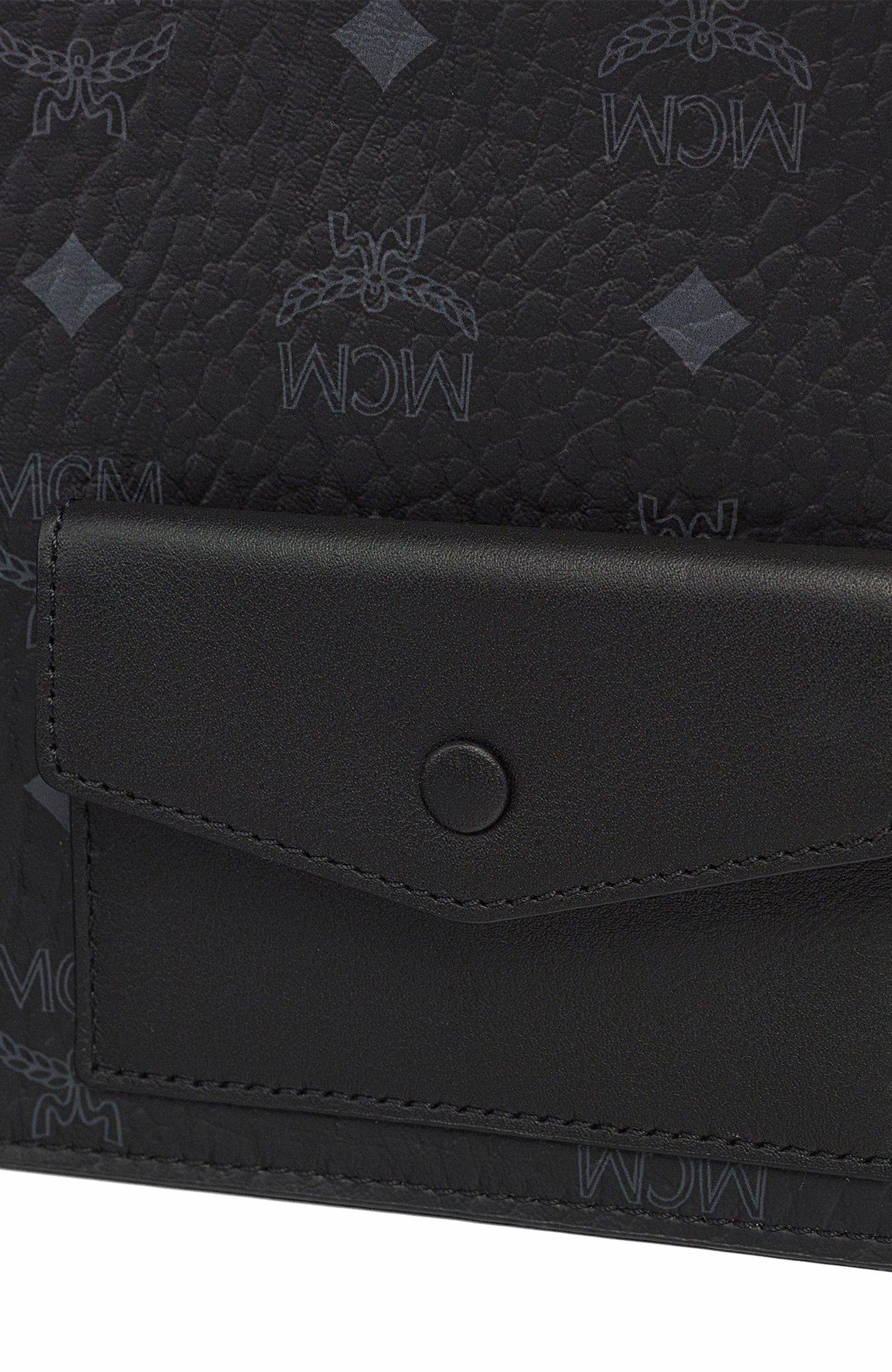 MCM Aren Standing Crossbody Pouch in Visetos, Alternate, color, Black