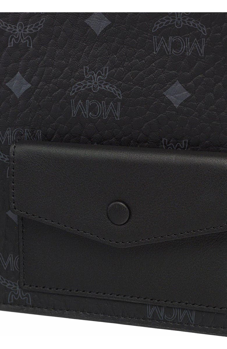 MCM Aren Standing Crossbody Pouch in Visetos, Alternate, color, Black