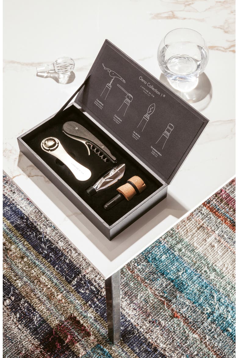 4-Piece Oeno Wine Accessory Collection Set, Alternate, color, BLACK