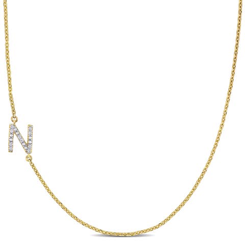 Diamond Initial Necklace 14k Yellow Gold