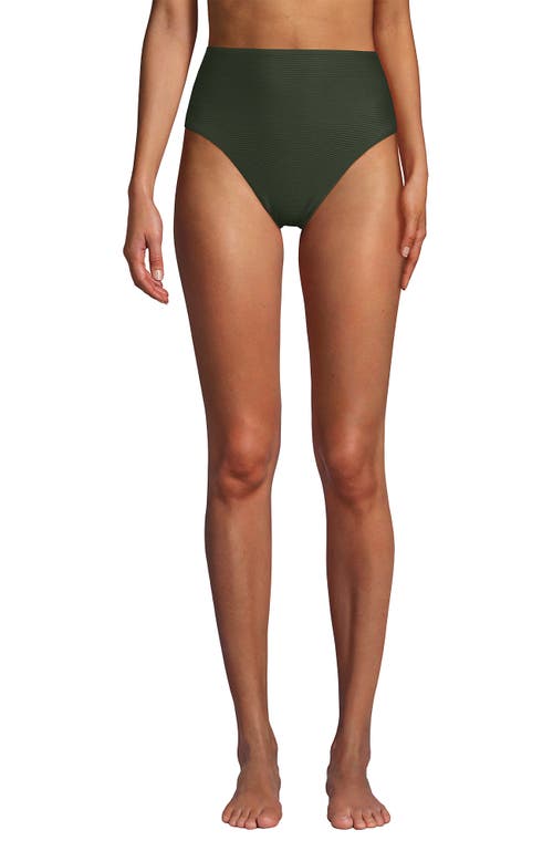 LANDS' END LANDS' END RIBBED SMOOTHING HIGH WAISTED BIKINI BOTTOMS