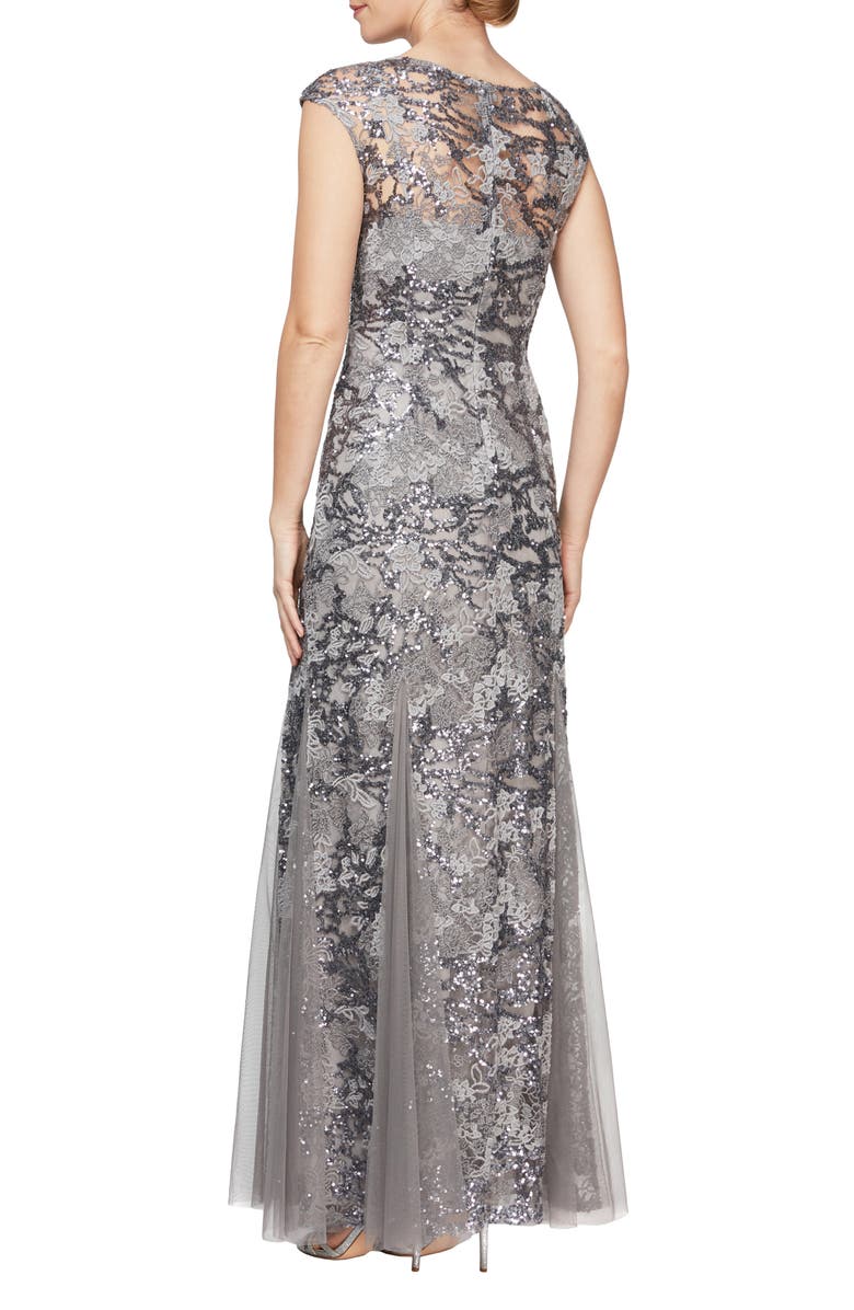 Alex Evenings Sequin Embroidered Trumpet Gown, Alternate, color, 