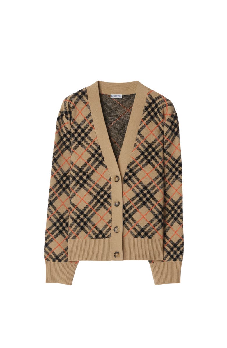 Burberry Check Cashmere Cardigan, Alternate, color, 