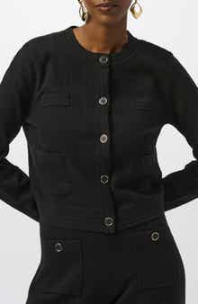 Crewneck Button Front Knit Jacket