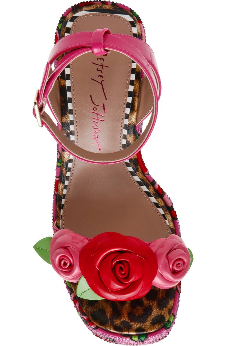 Betsey Johnson Lizzette Wedge Sandal, Alternate, color, Fushia Rose