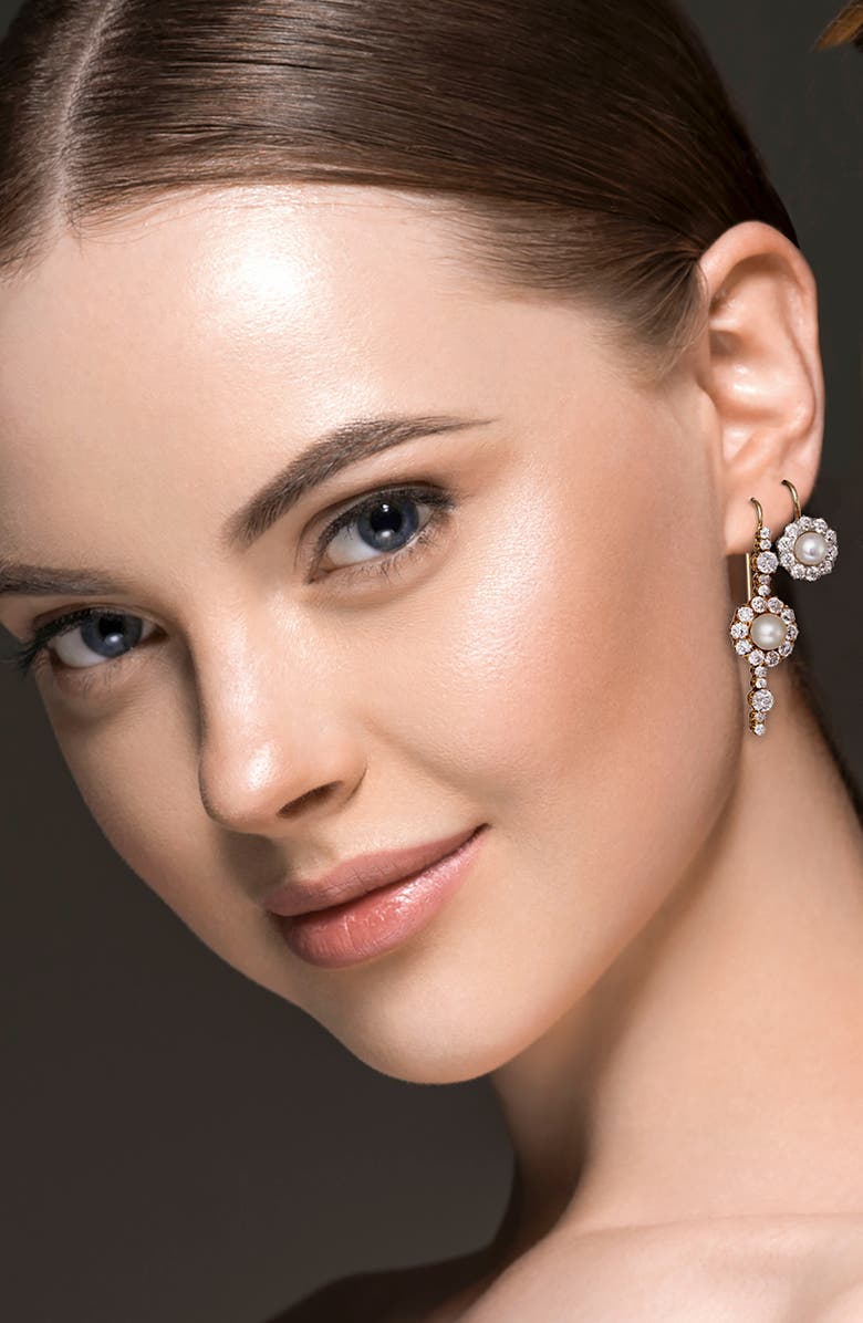 Mindi Mond Old Mine Cultured Pearl & Diamond Single Linear Drop Earring, Alternate, color, Gold