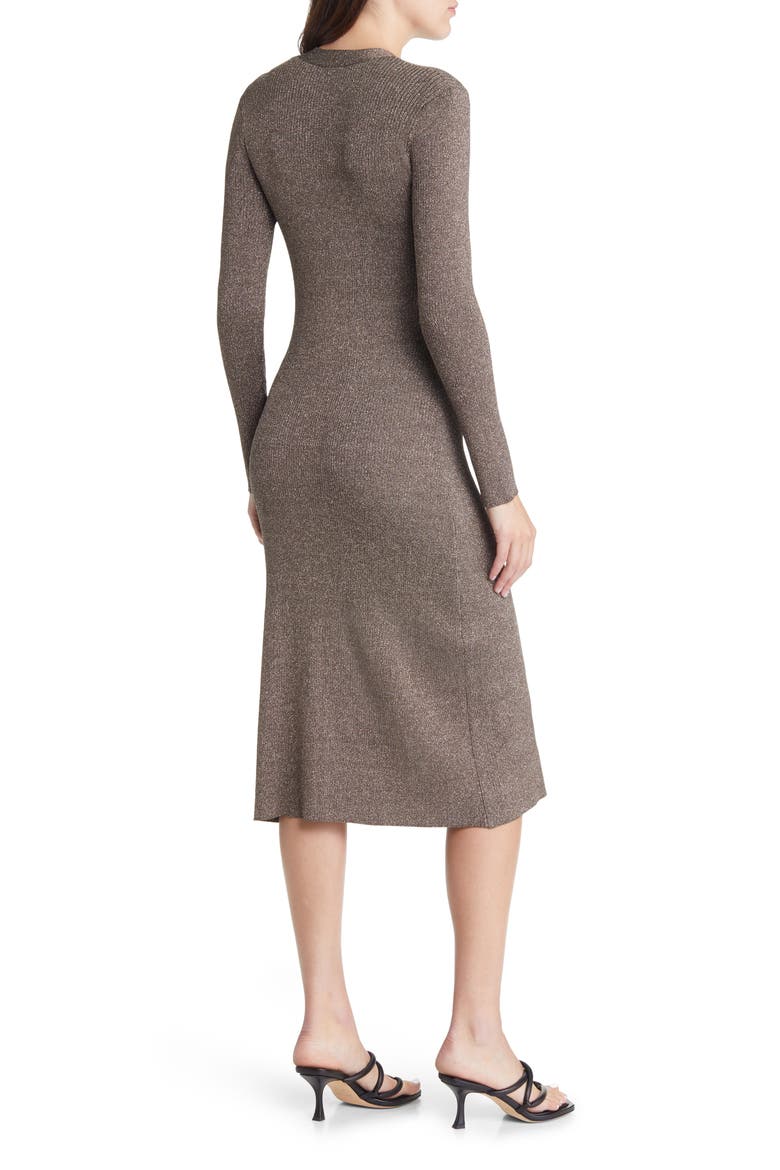 Lorraine Metallic Long Sleeve Button-Up Sweater Dress, Alternate, color, GOLD LUREX
